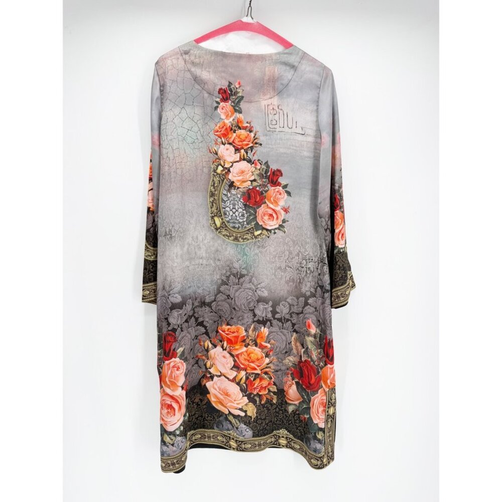 Soft Surroundings Tunic Dress M Embellished Floral Boho Luxe Tassel beaded boho - Picture 6 of 13